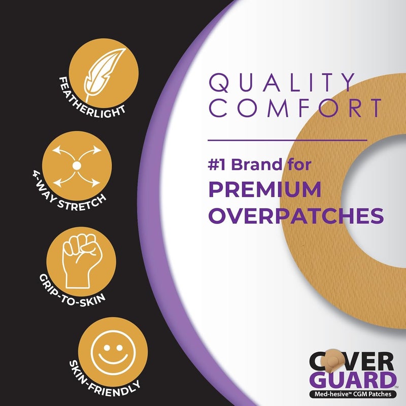 COVERGUARD CGM Overpatch | Freestyle Libre 3 | Tan Center-Cut Design| 25-Count | Waterproof Adhesive | Anti-Fray | Easy Application & Removal | Made in USA | Sensor Protection - Image 4